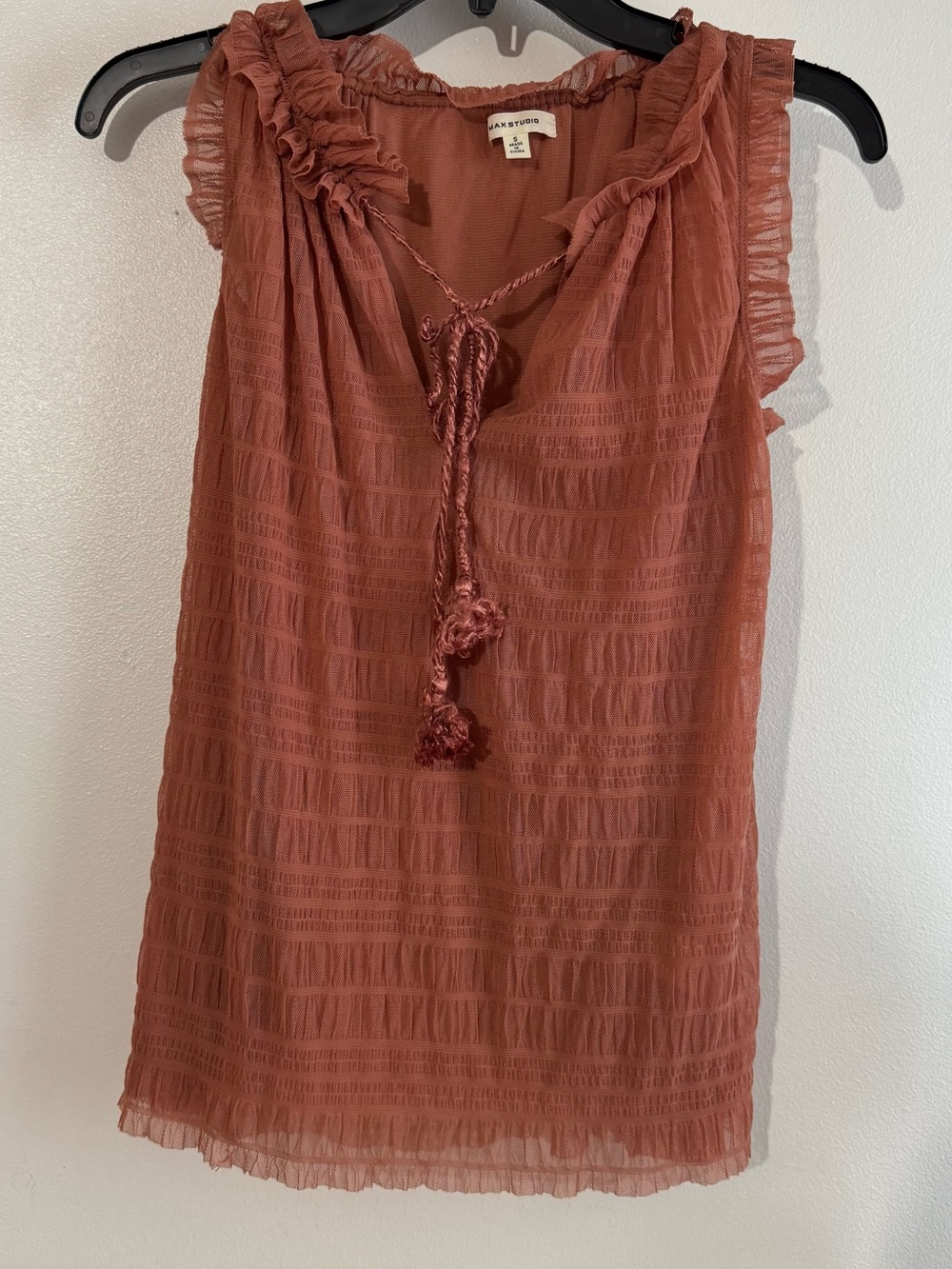 Max Studio Rust/Terra Cotta Ruffled Tie-Front Sleeveless Camisole